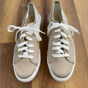 Keds Low-Top Sneakers in Light Taupe with White Laces